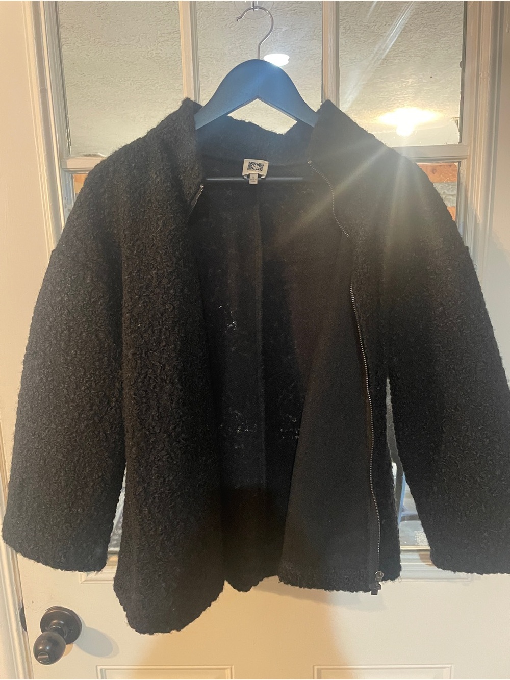 Anne Klein Black Sherpa-Style Zip Jacket for Kids